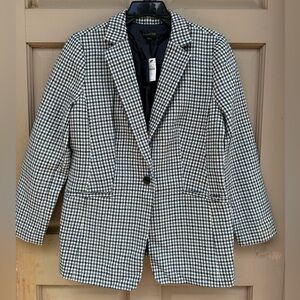 NWT Talbots Blue, Black, White Checkered Blazer